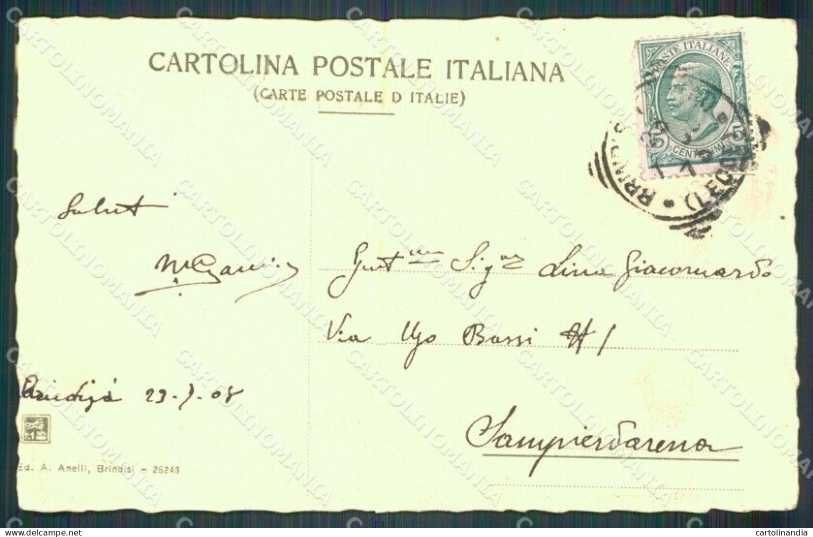 Brindisi Città Castello Alfonsino Faro Secca Del Fico Postcard Cartolina KF3389 - Brindisi