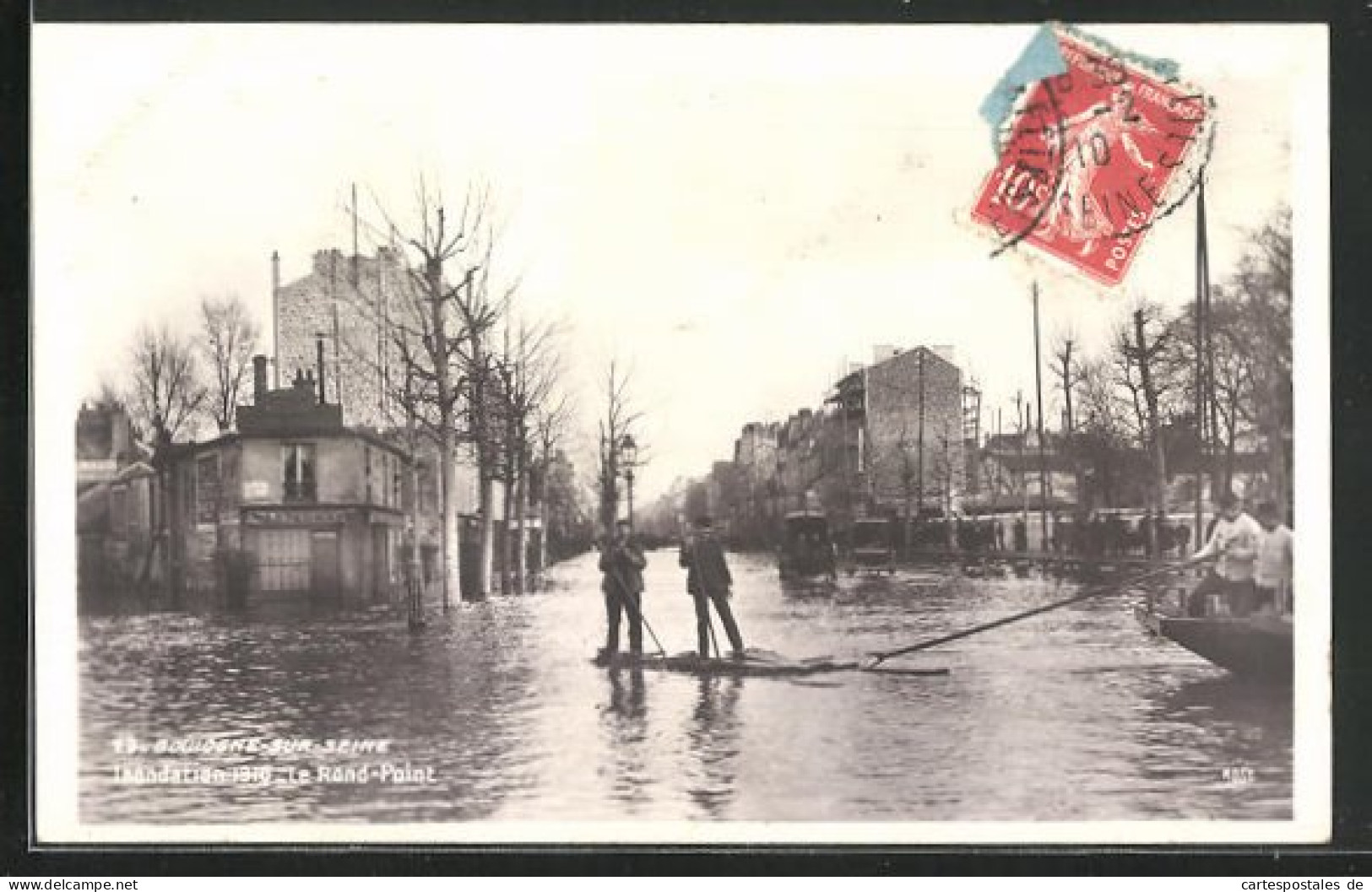 AK Inondation 1910, Boulogne-sur-Seine, Le Rond-Point, Hochwasser  - Inondations