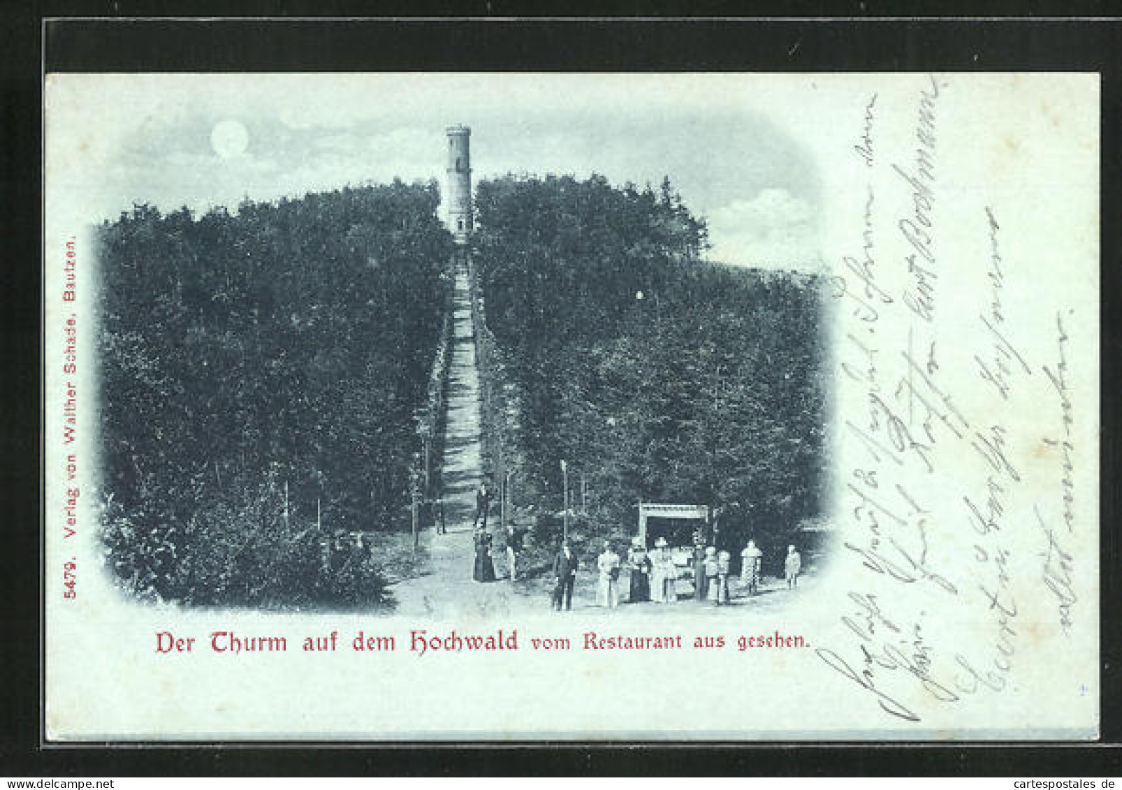 Mondschein-AK Oybin, Blick Zum Thurm Auf Dem Hochwald  - Oybin