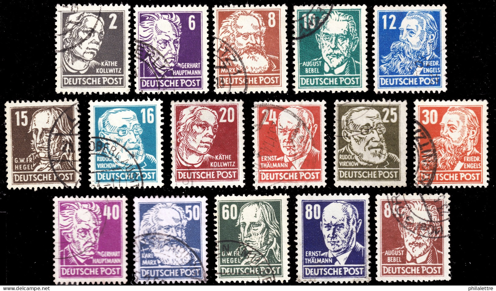 ALLEMAGNE / DEUTSCHLAND (Soviet Zone) - 1948 Mi.212/27 Complete Set Of 16 Very Fine Used (c.40€ For Cheapest Shades) - Used