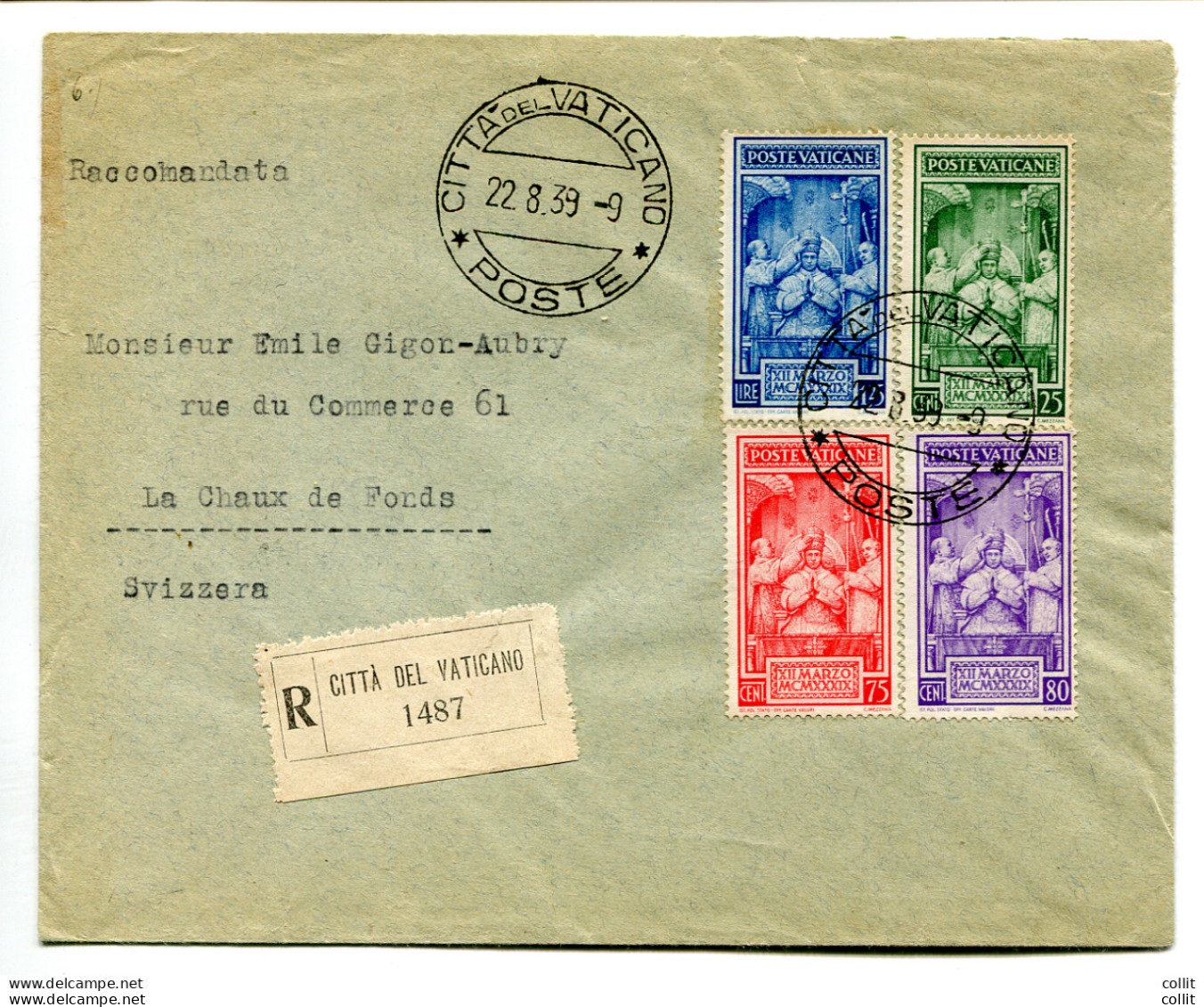 Incoronazione SS Pio XII Su Busta Raccomandata - Unused Stamps