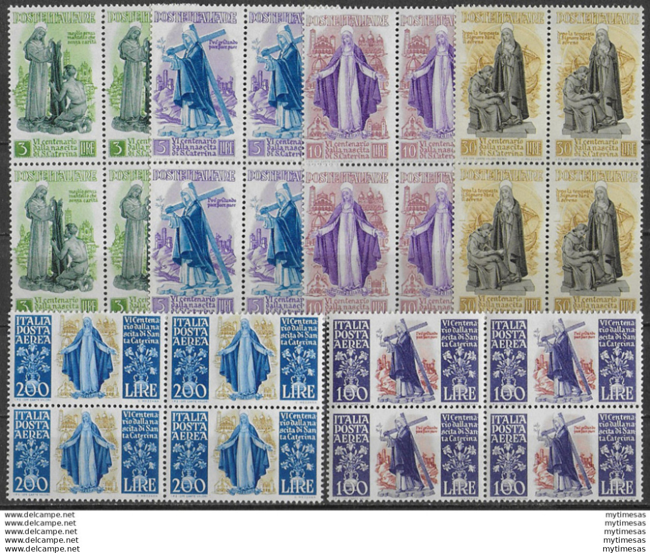 1948 Italia Santa Caterina 6v. Bl4 MNH Sassone N. 574/77+A - Other & Unclassified