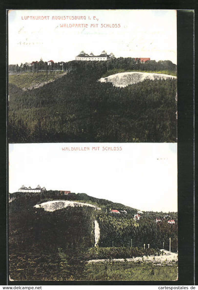 AK Augustusburg I. E., Waldvillen Mit Schloss  - Augustusburg