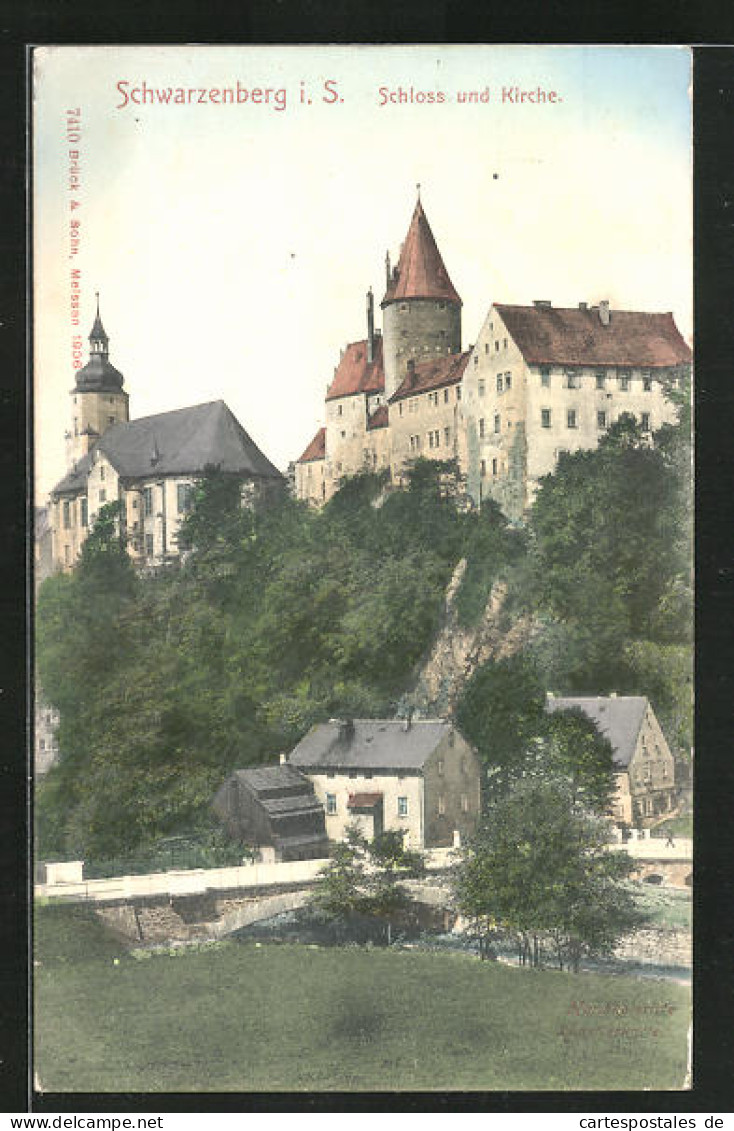 AK Schwarzenberg / Sachsen, Schloss Und Kirche  - Schwarzenberg (Erzgeb.)