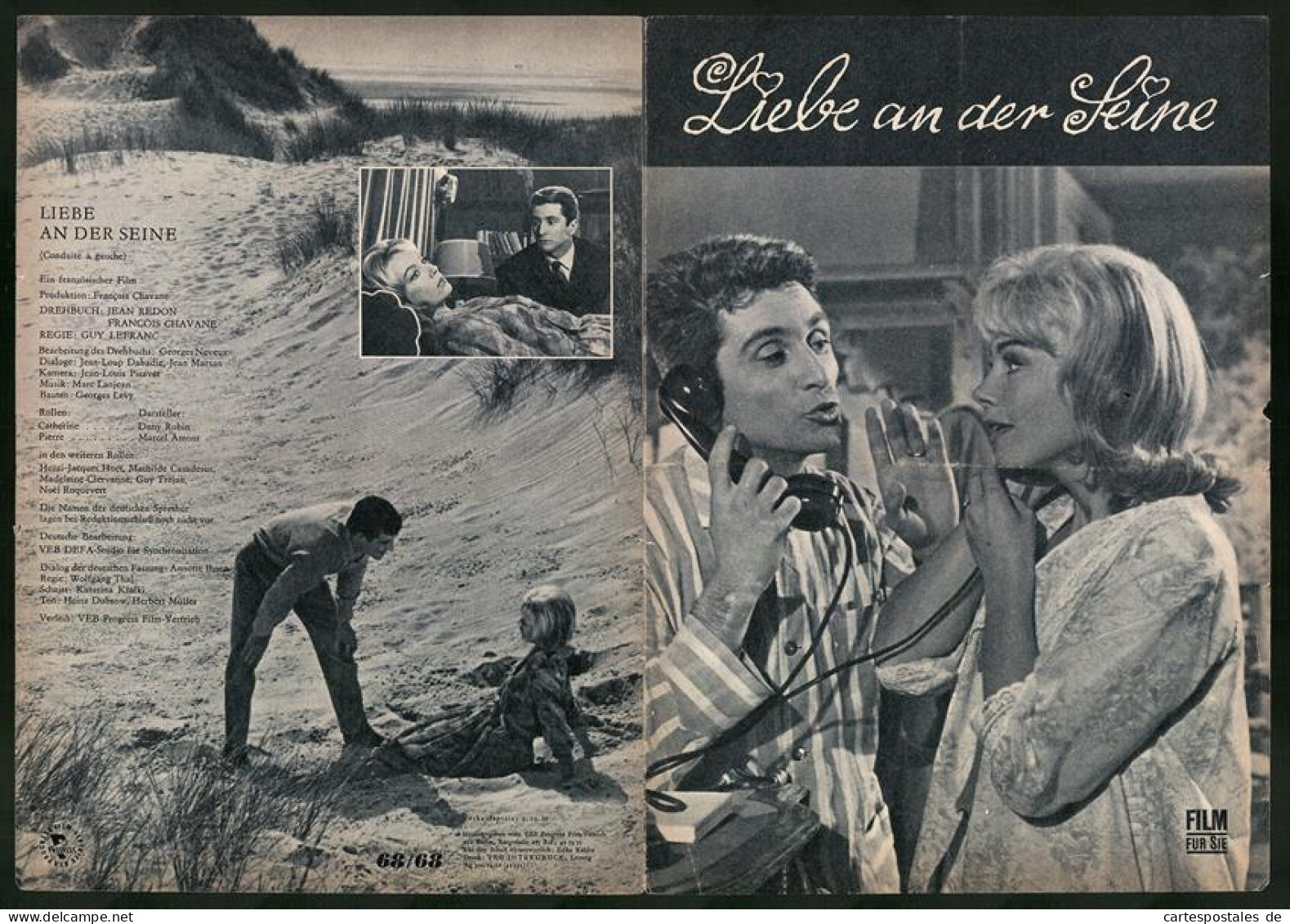 Filmprogramm Film Für Sie Nr. 68 /68, Liebe An Der Seine, Dany Robin, Marcel Amont, Regie: Guy Lefranc  - Zeitschriften