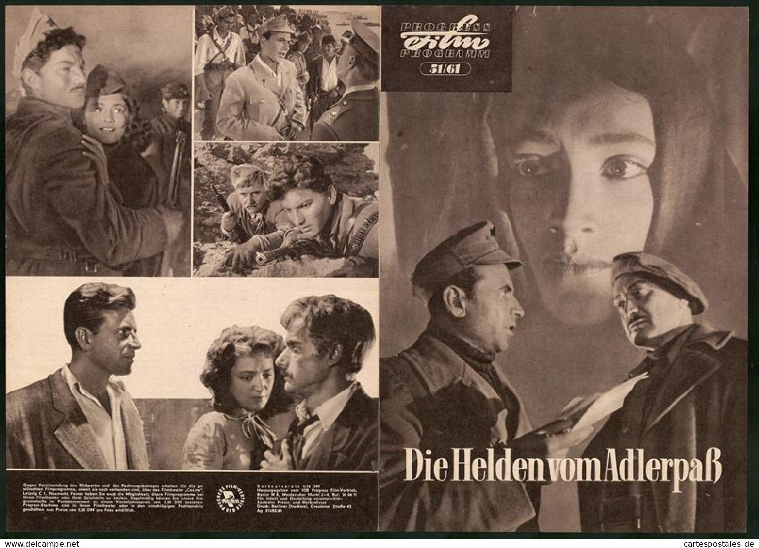 Filmprogramm PFP Nr. 51 /61, Die Helden Vom Adlerpass, Naim Frasheri, Arben Ashiku, Regie: Juro Oserow  - Zeitschriften