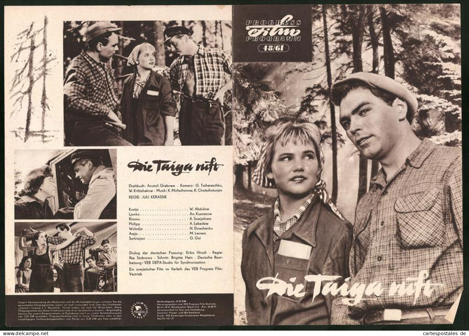 Filmprogramm PFP Nr. 48 /61, Die Taiga Ruft, W. Abdulow, A. Lebedew, Regie: Juli Kerassik  - Magazines