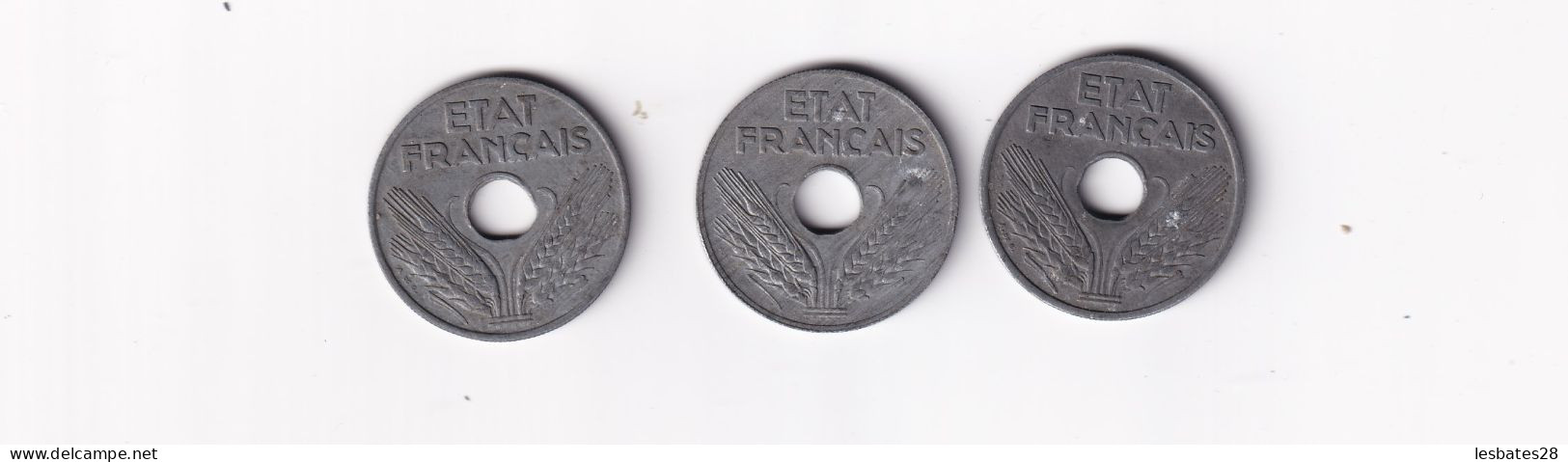 France 20 Centimes 1941 1942 1943  Etat Francais  -  (Avril 2024-classeur) - 20 Centimes