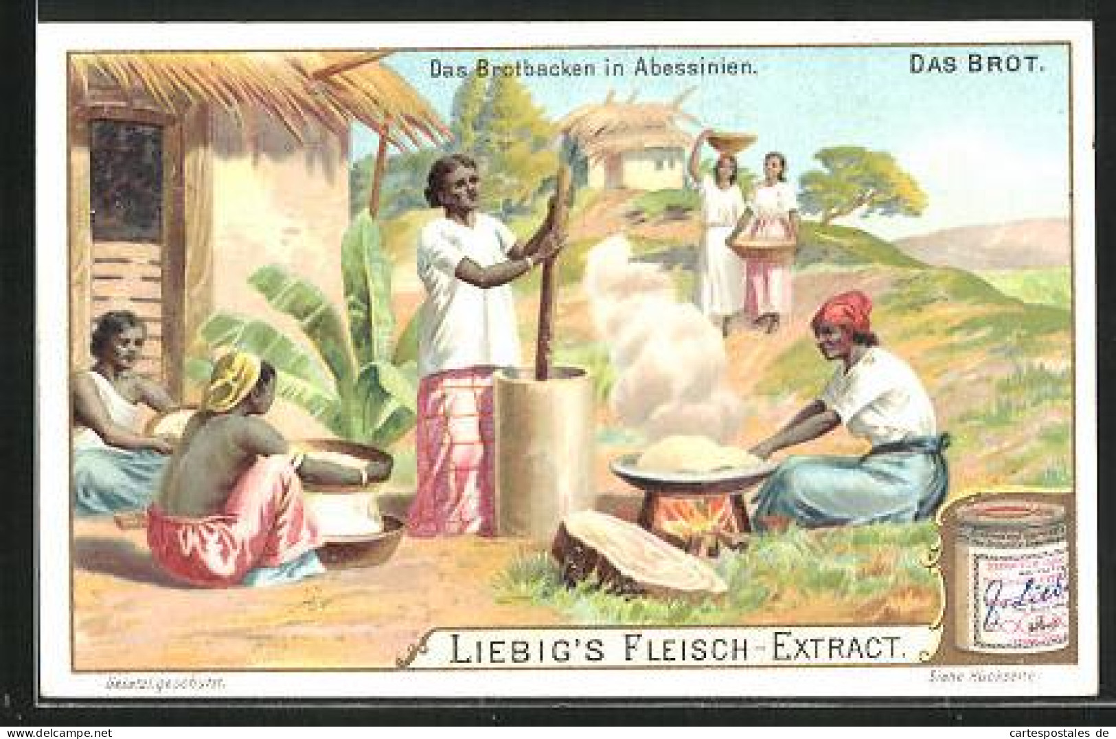 Sammelbild Liebig, Das Brot, Brotbacken In Abessinien  - Liebig