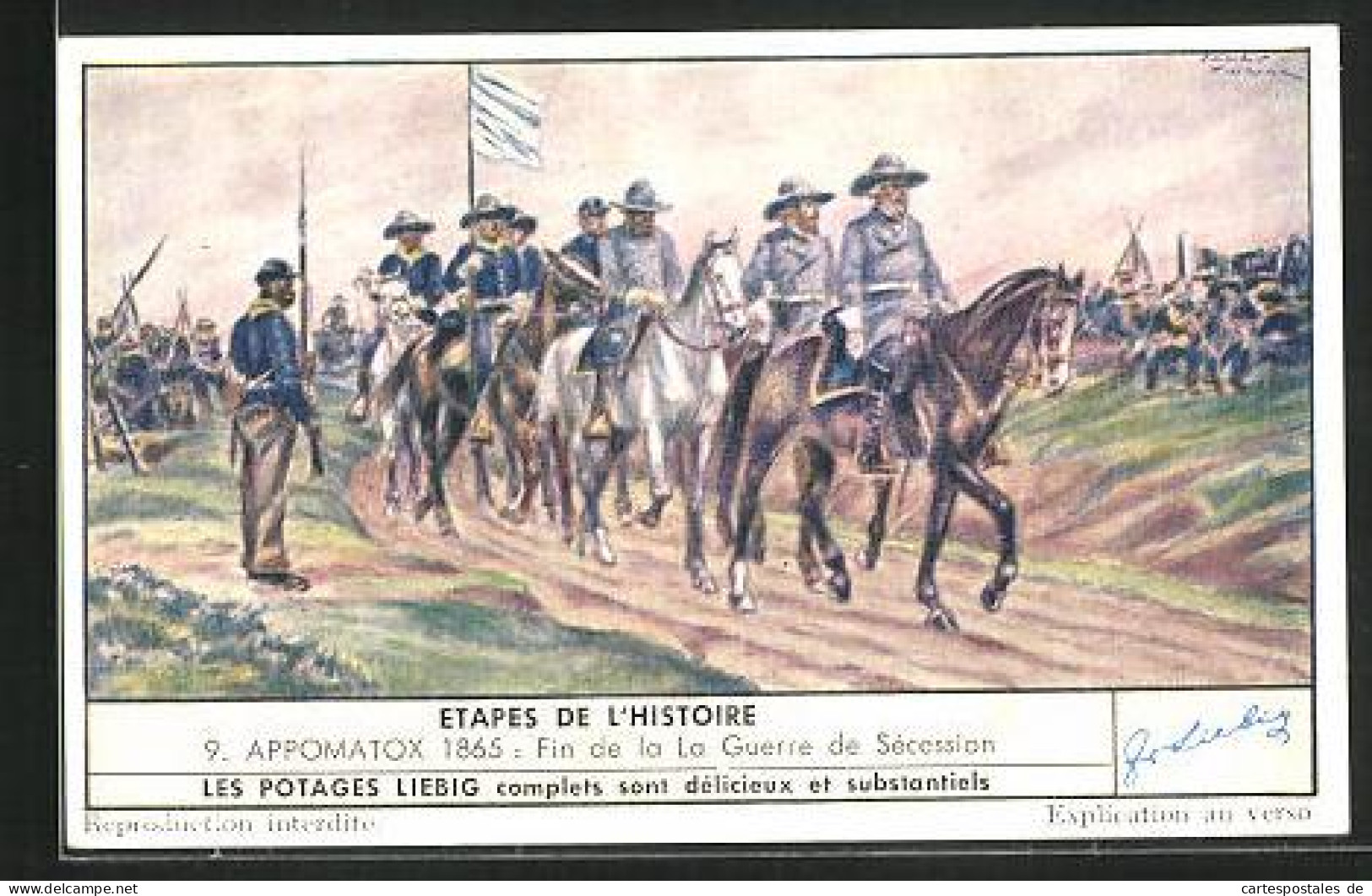 Sammelbild Liebig, Serie: Etapes De L'Historique, No. 9, Appomatox 1865, Fin De La La Guerre De Sécession  - Liebig