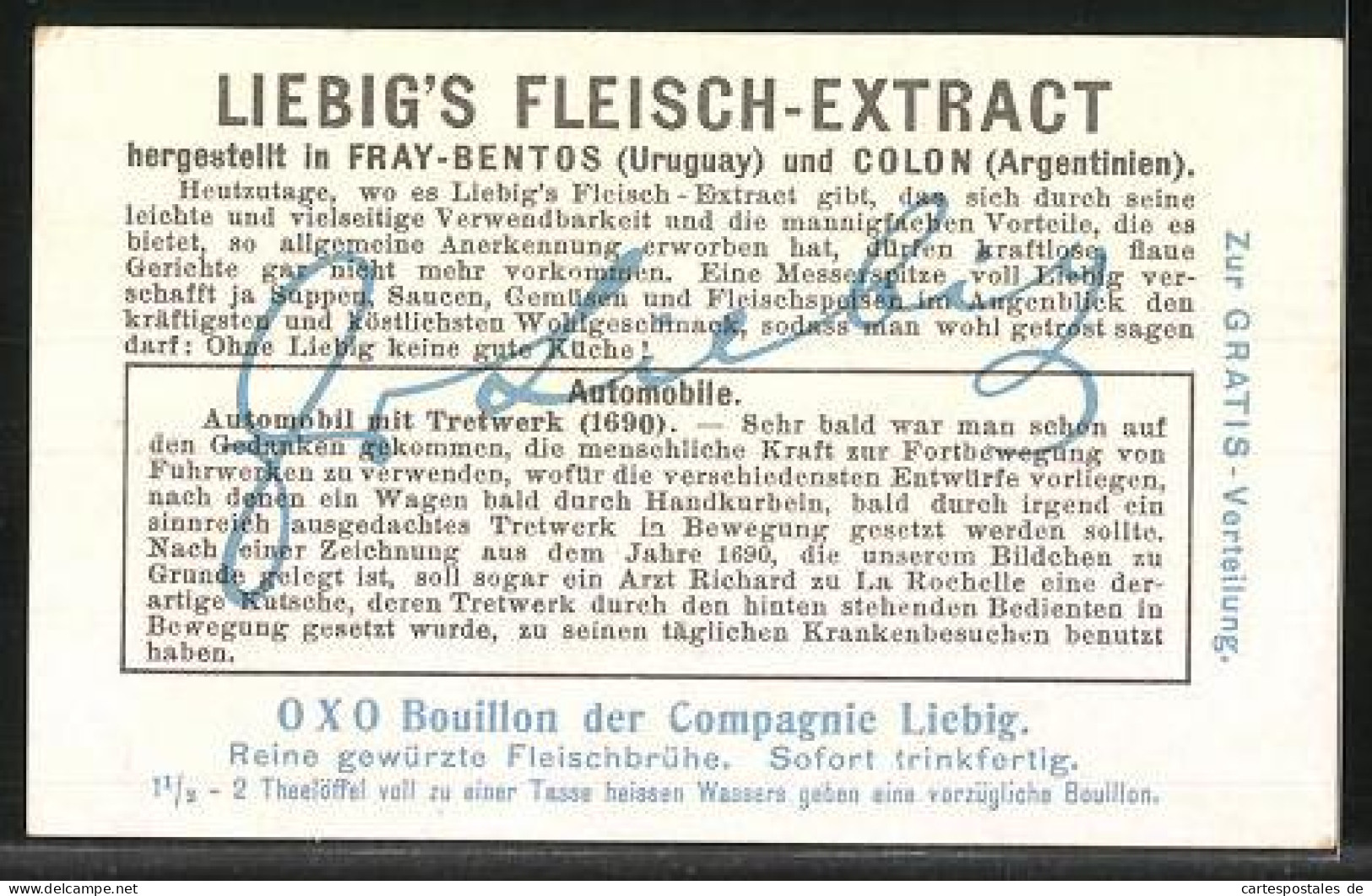 Sammelbild Liebig, Liebig`s Fleisch-Extract, Automobile, Automobil Mit Tretwerk 1690  - Liebig