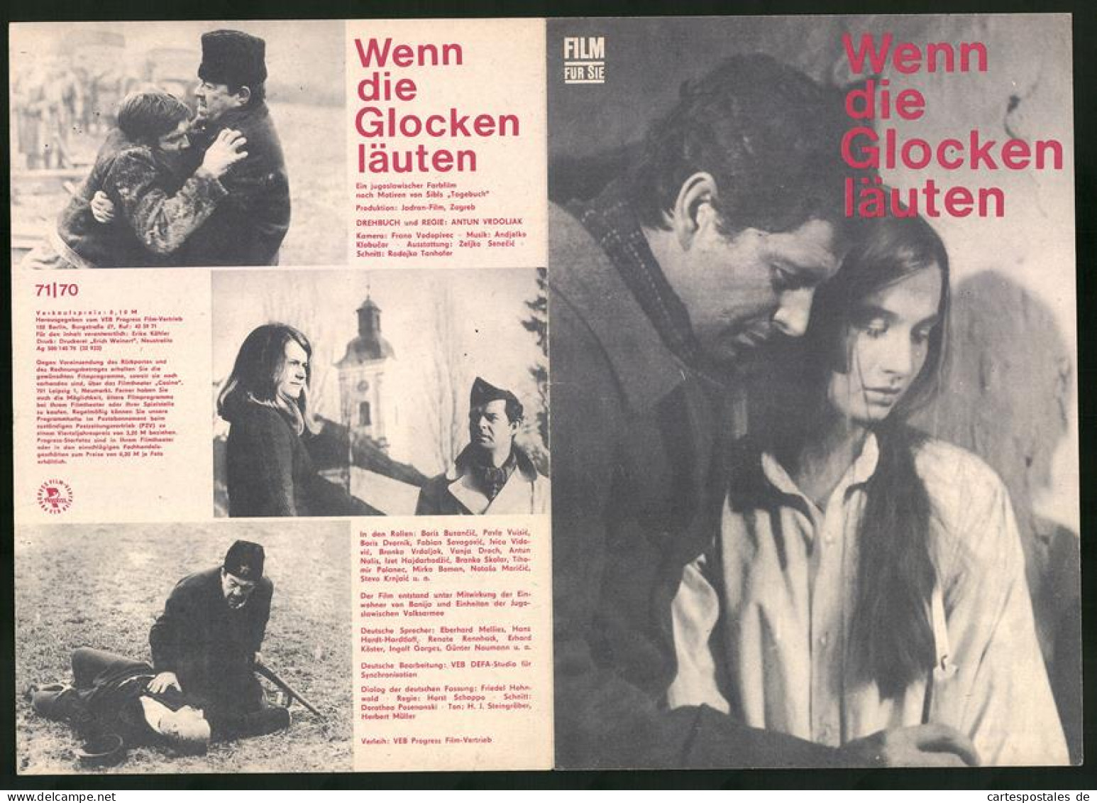 Filmprogramm Film Für Sie Nr. 71 /70, Wenn Die Glocken Läuten, Boris Buzancic, Pavle Vuisic, Regie: Antun Vrdoljak  - Magazines