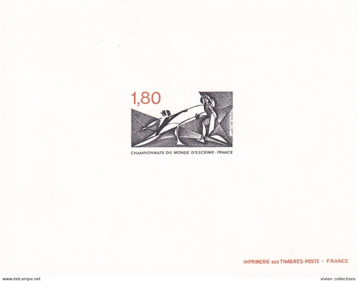 France épreuve De Luxe 1981 Championnat Du Monde D'escrime N° 2147 - Luxury Proofs