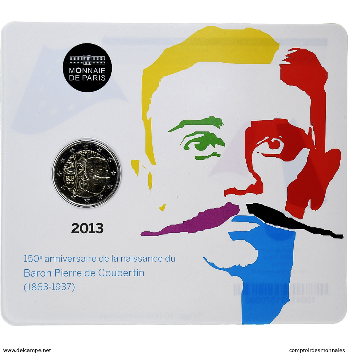 France, 2 Euro, Pierre De Coubertin, 2013, MDP, Bimétallique, FDC - Francia