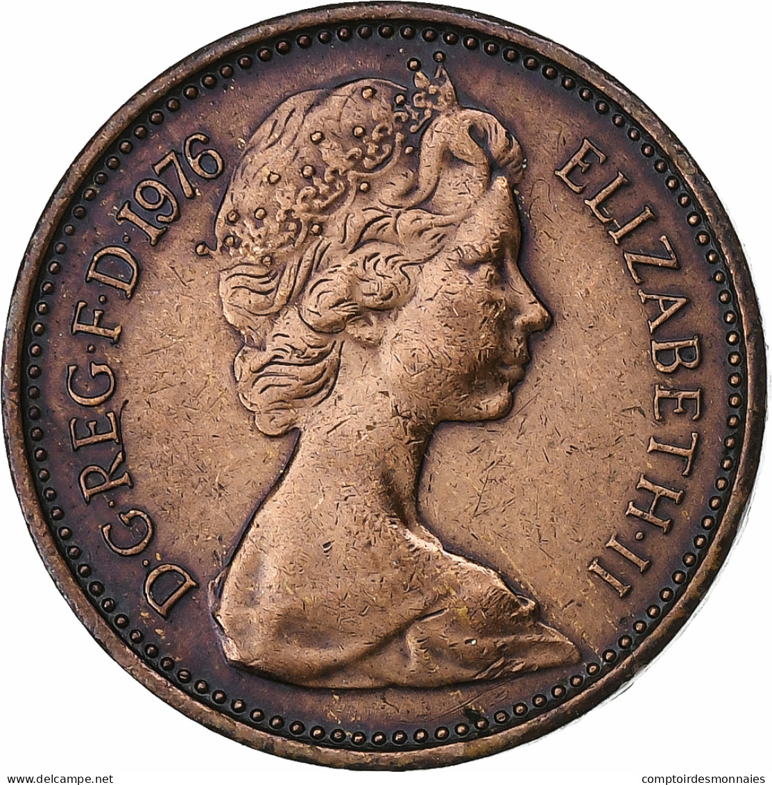 Grande-Bretagne, Elizabeth II, 1/2 New Penny, 1976, Bronze, TTB, KM:914 - 1/2 Penny & 1/2 New Penny