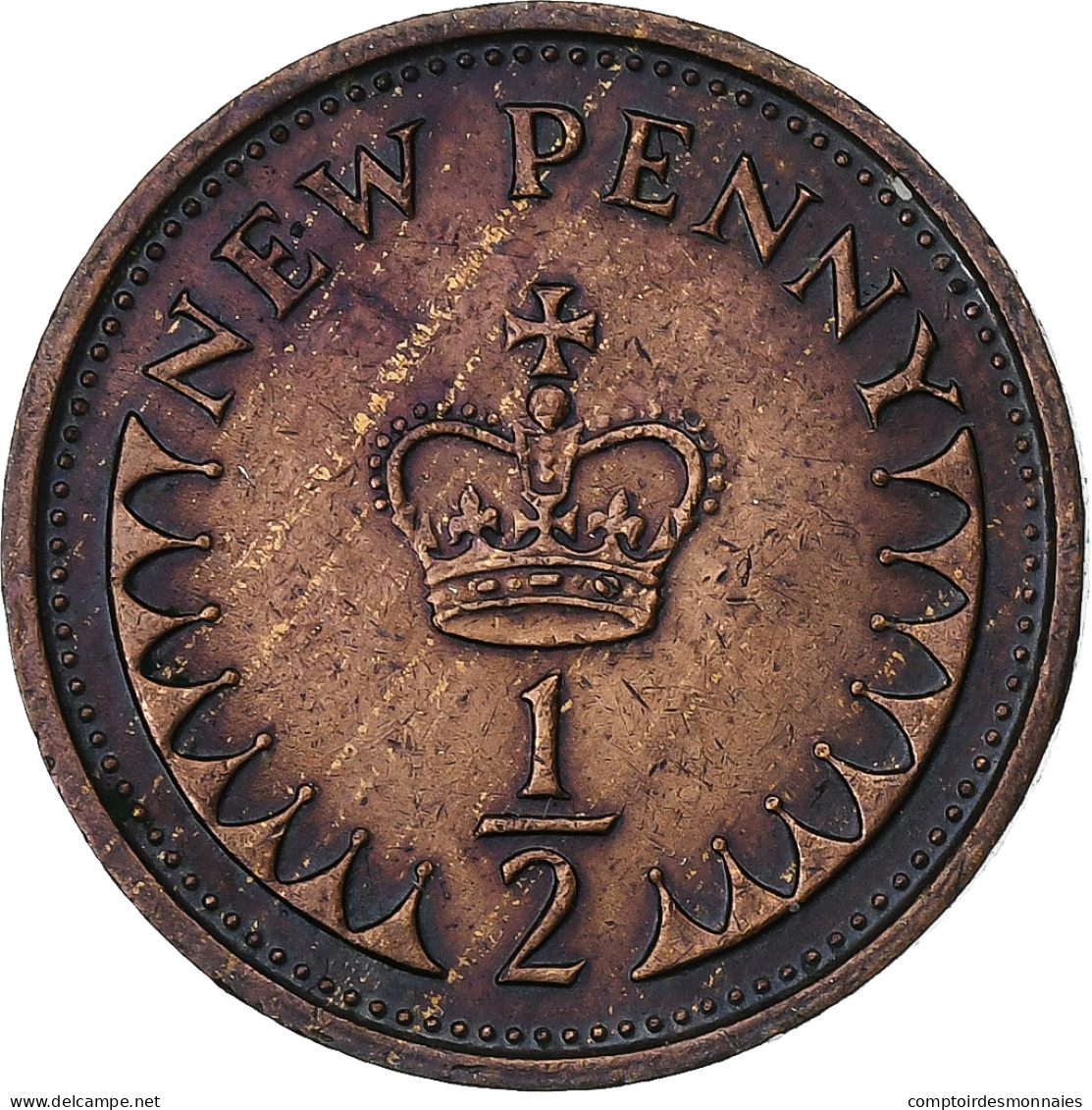 Grande-Bretagne, Elizabeth II, 1/2 New Penny, 1976, Bronze, TTB, KM:914 - 1/2 Penny & 1/2 New Penny