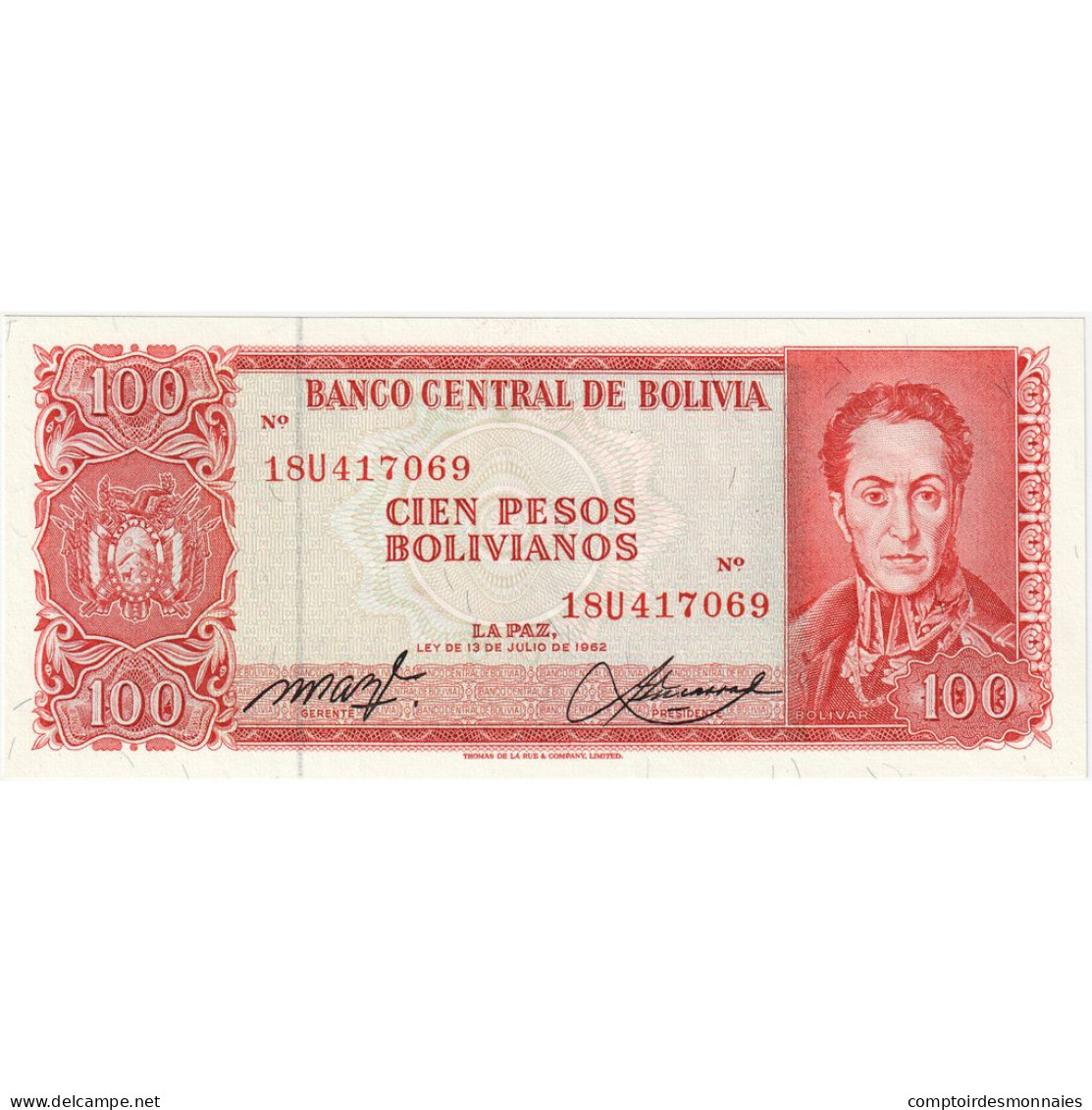 Bolivie, 100 Pesos Bolivianos, 1962, 1962-07-13, KM:163a, NEUF - Bolivien