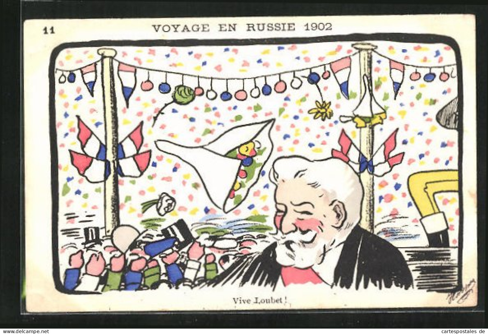 CPA Voyage En Russie 1902, Vive Loubet!, Karikatur  - Politieke En Militaire Mannen