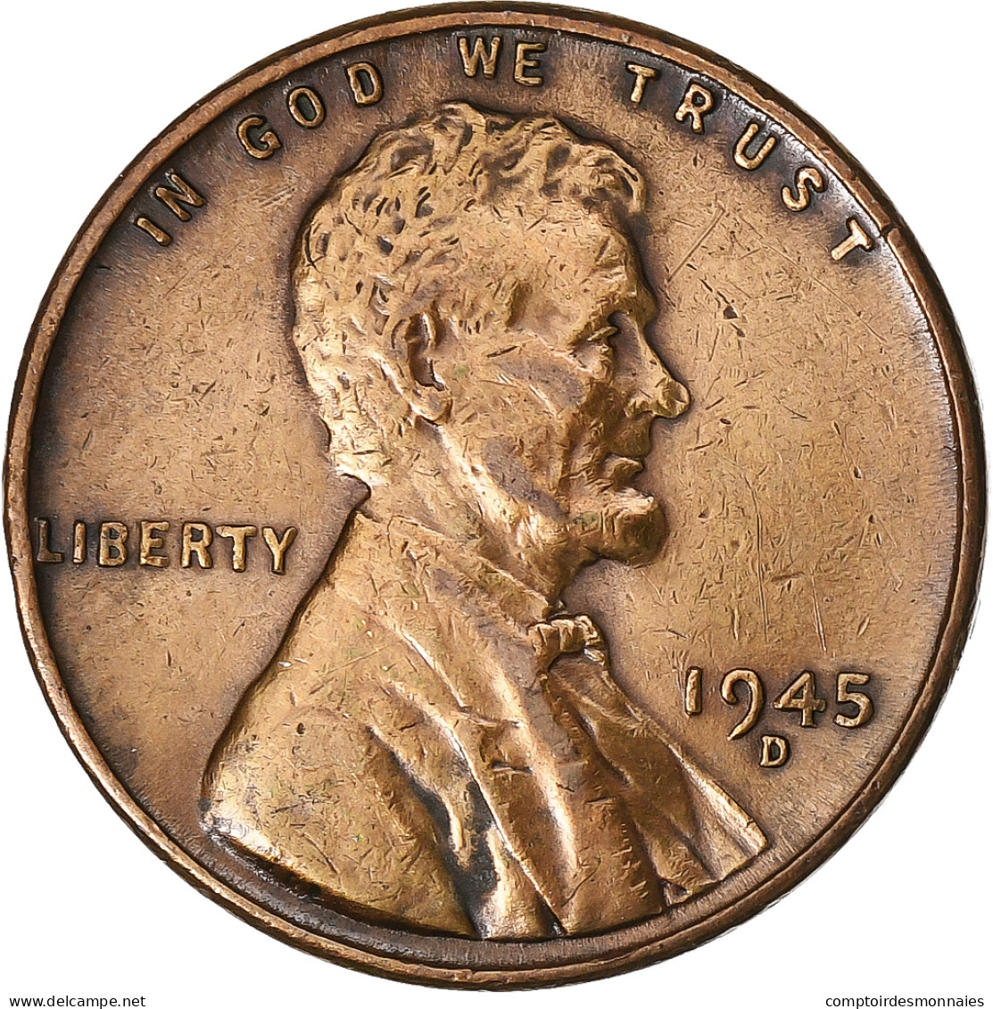 États-Unis, Cent, Lincoln Cent, 1945, U.S. Mint, Laiton, TB+, KM:A132 - 1909-1958: Lincoln, Wheat Ears Reverse