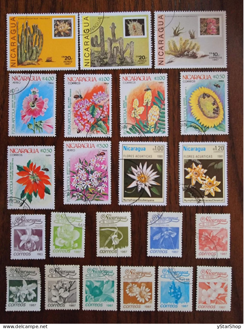 Nicaragua Stamps Lot - Used - Flowers - Nicaragua