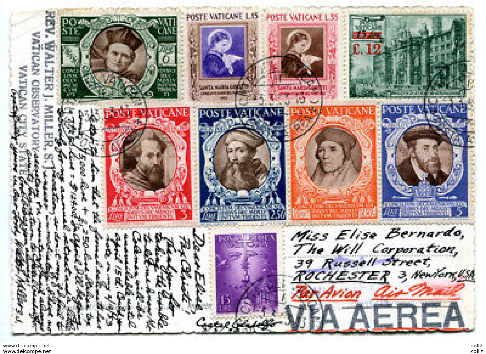 Cartolina Per Gli USA Affrancata Con 9 Valori Diversi - Unused Stamps