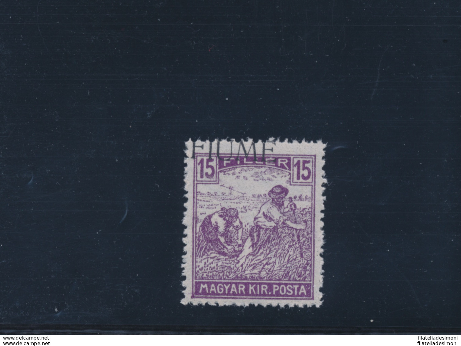 1918 Fiume, N° 9f , 15f. Violetto , Mietitore E Veduta , Soprastampa Fortemente - Autres & Non Classés