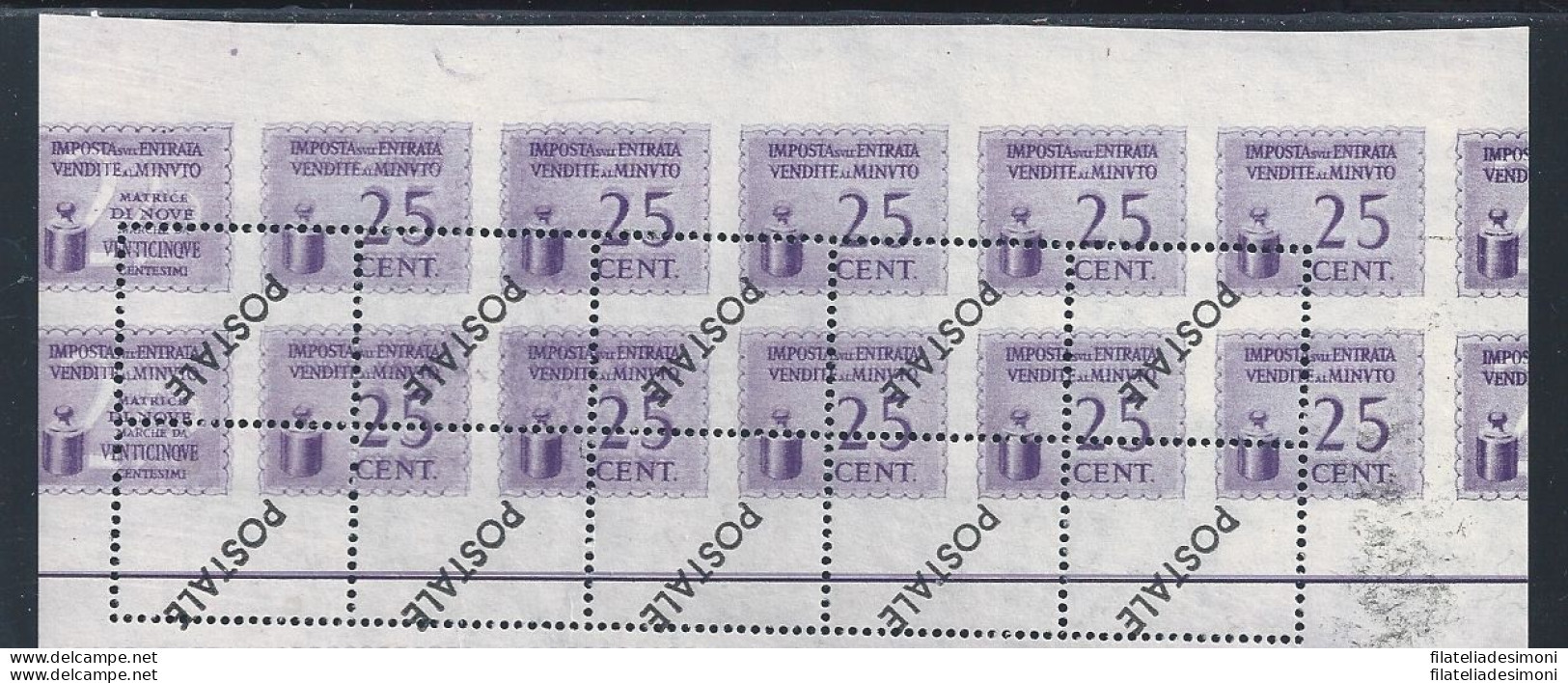 1944 RSI, Casalecchio Di Reno CEI N° 3a 25c. Violetto Blocco Di 10 VARIETA' - Andere & Zonder Classificatie