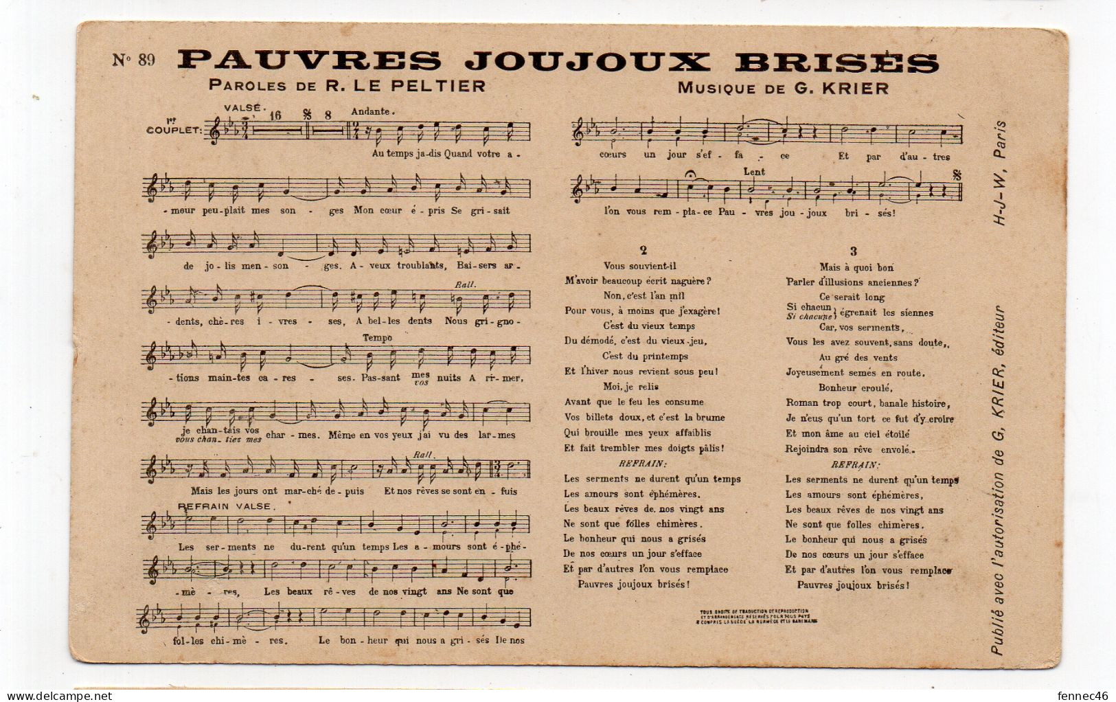 Pauvres Joujoux Brisés (chanson)  (K18) - Contes, Fables & Légendes