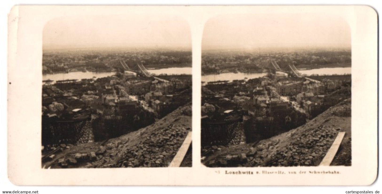 Stereo-Fotografie NPG, Berlin, Ansicht Dresden-Loschwitz, Blick Auf Loschwitz Mit Blasewitz Von Der Schwebebahn  - Stereoscopio