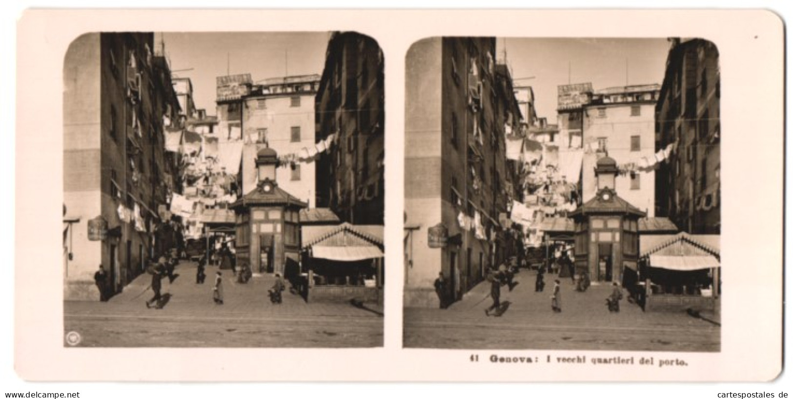 Stereo-Foto NPG, Berlin, Ansicht Genova, I Vecchi Quartieri Del Porto  - Stereoscopio