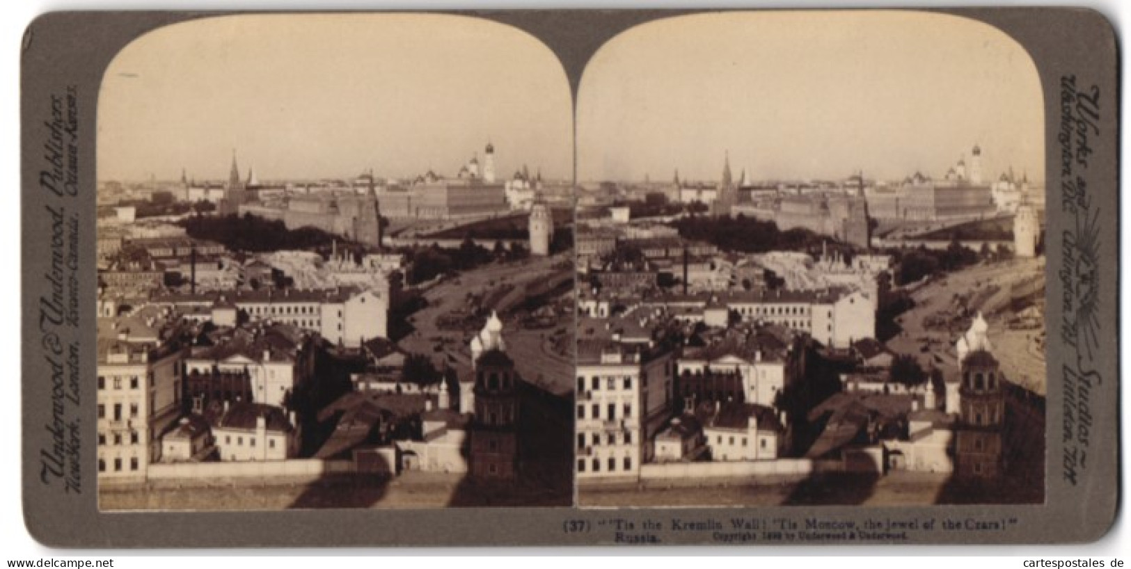 Stereo-Fotografie Underwood & Underwood, New York, Ansicht Moskau, Blick über Die Stadt Auf Den Kreml  - Stereoscopio