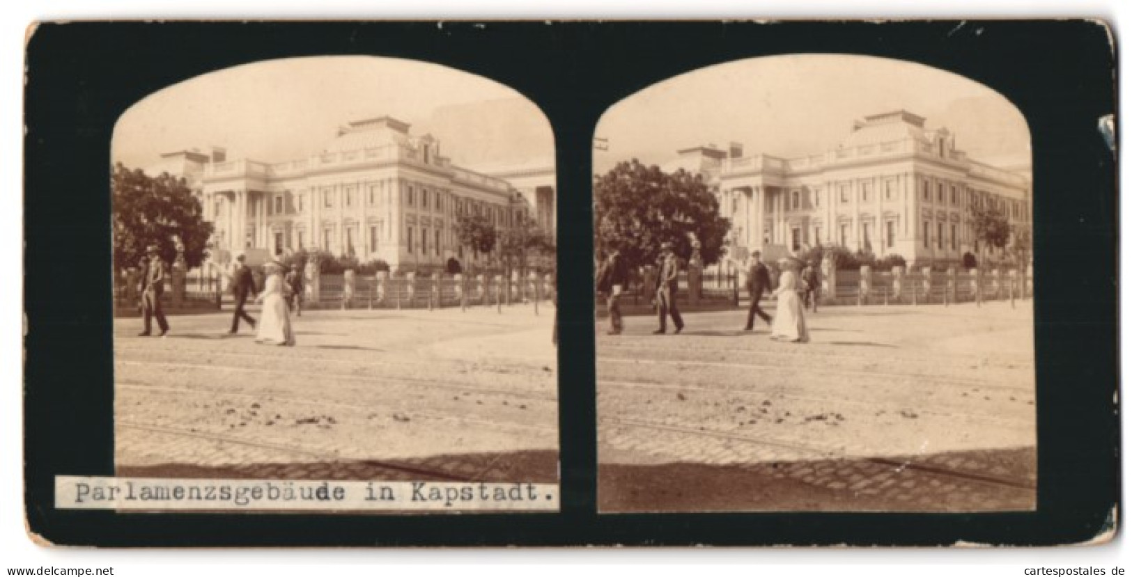 Vue Stéréoscopique-Photo Photographe Inconnu,  Vue De Kapstadt, Vue De Parlamentsgebäude  - Photos Stéréoscopiques