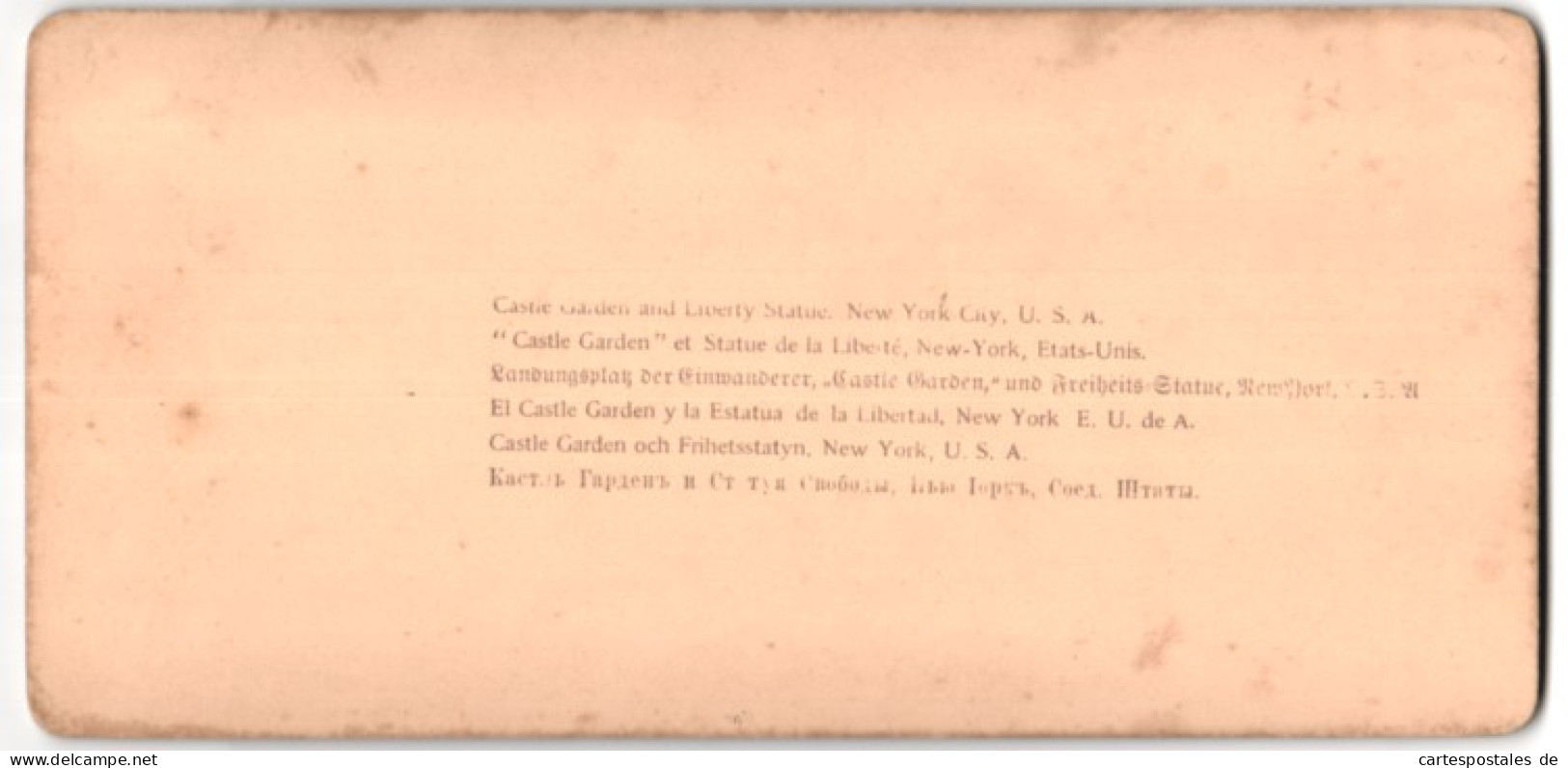 Stereo-Fotografie Underwood & Underwood, New York, Ansicht New York City, Castle Garden & Liberty Statue Im Hintergrund  - Photos Stéréoscopiques
