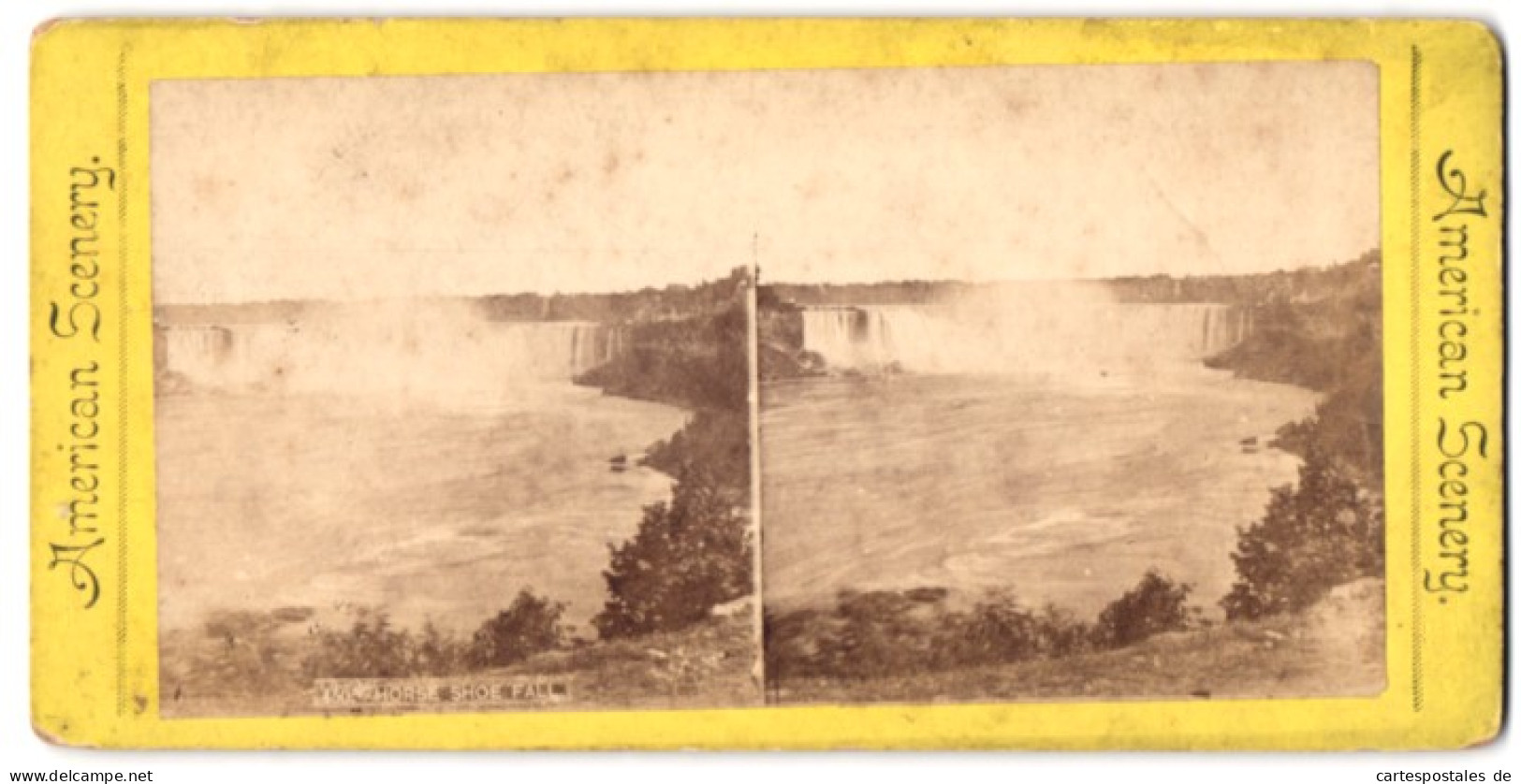 Stereo-Fotografie Unbekannter Fotograf, Ansicht Niagara Falls / NY, Horseshoe Falls, Wasserfall, Niagarafälle  - Photos Stéréoscopiques