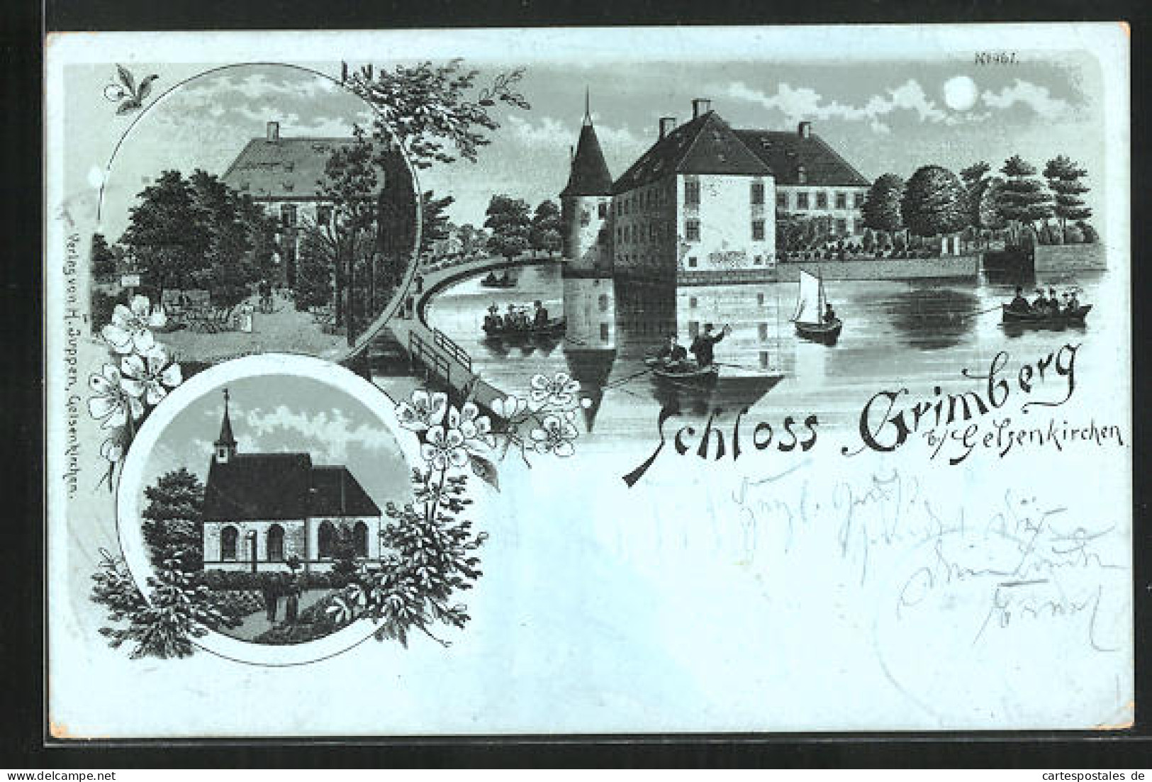 Mondschein-Lithographie Gelsenkirchen, Schloss Grimberg  - Gelsenkirchen