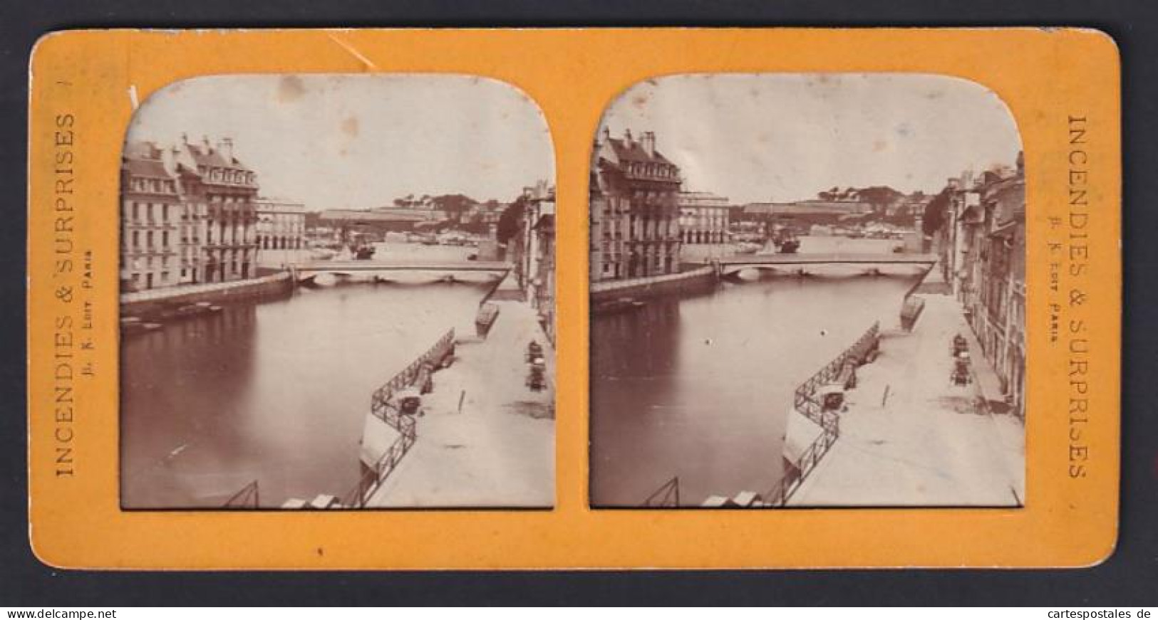 Vue Stéréoscopique-Photo B. K. Paris,  Vue De Bayonne, Uferpartie Avec Flusspromenade Et Habitations, Halt Gegen Das  - Stereo-Photographie