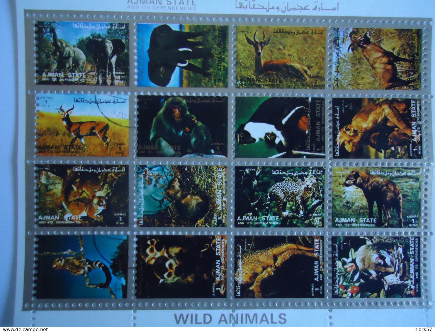 AJMAN STATE  USED MINI SHEET WILD ANIMALS - Ajman