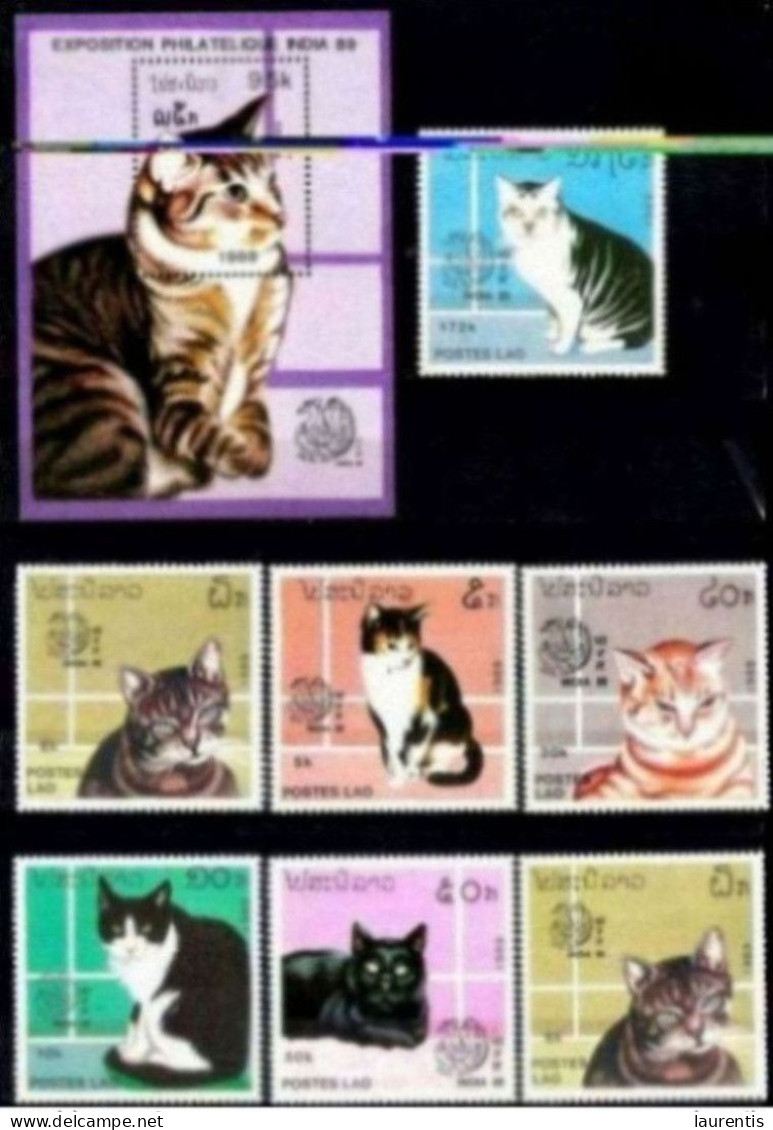 222  Chats - Cats - Lao 1989 - MNH  - 2,75 - Gatos Domésticos