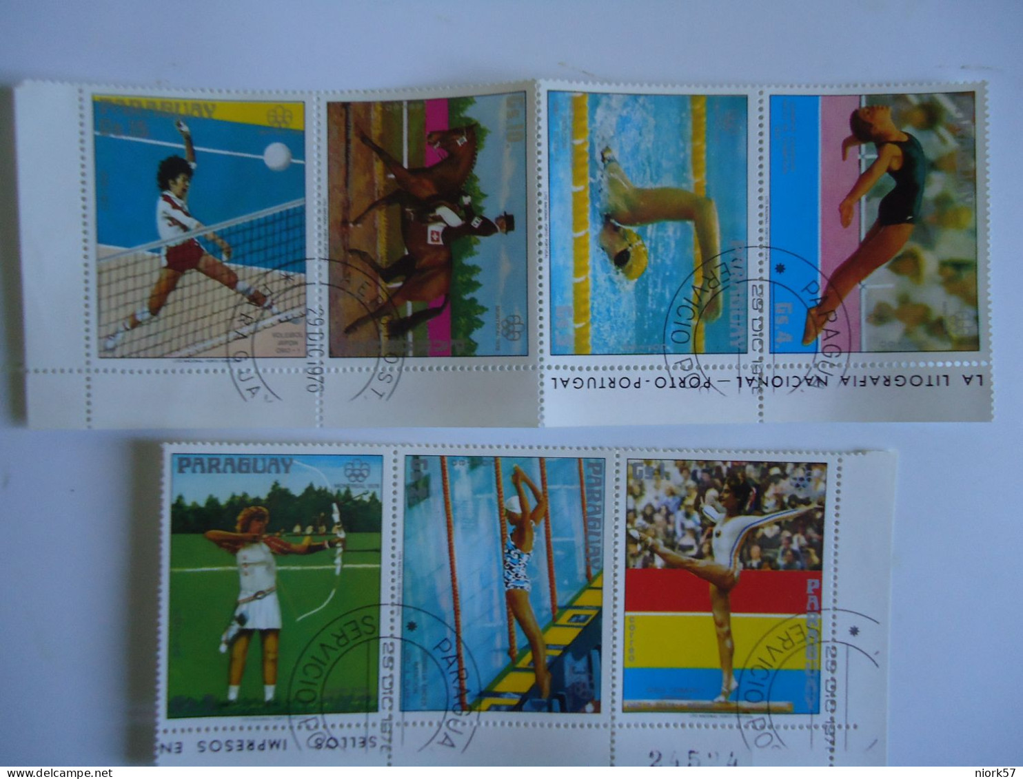 PARAGUAY  USED 7  SE TENANT  1975  STAMPS  SPORTS AHLETICS - Athlétisme