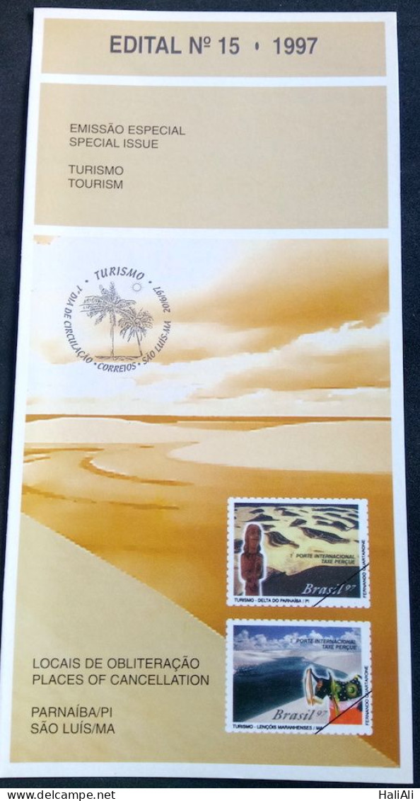 Brochure Brazil Edital 1997 15 Turismo Parnaíba PI Lençóis Maranhense MA Without Stamp - Storia Postale