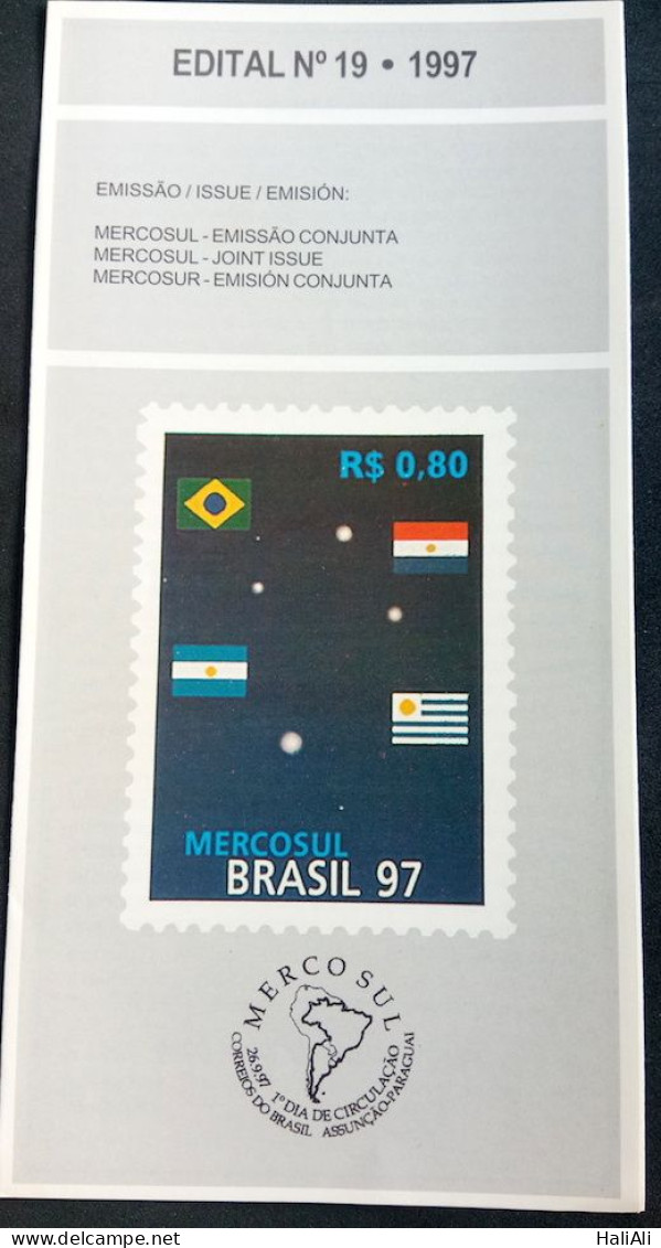 Brochure Brazil Edital 1997 19 Joint Issuance Mercosul Without Stamp - Covers & Documents