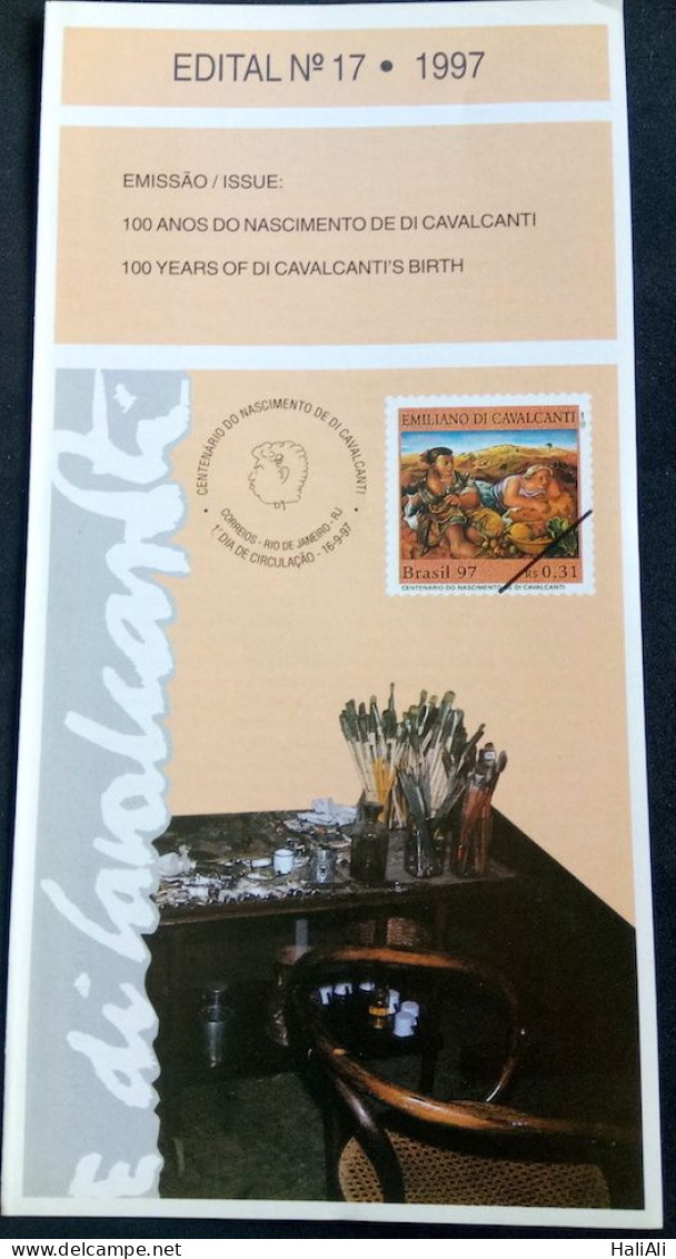 Brochure Brazil Edital 1997 17 Di Cavalcanti Arte Painting Without Stamp - Cartas & Documentos