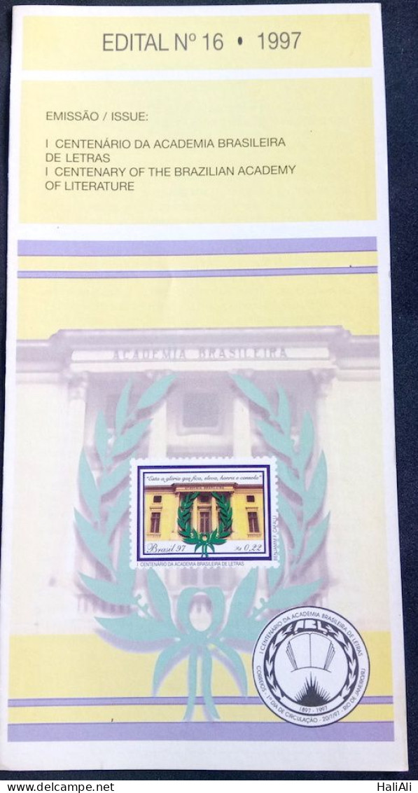 Brochure Brazil Edital 1997 16 Brazilian Academy Of Letters Without Stamp - Cartas & Documentos