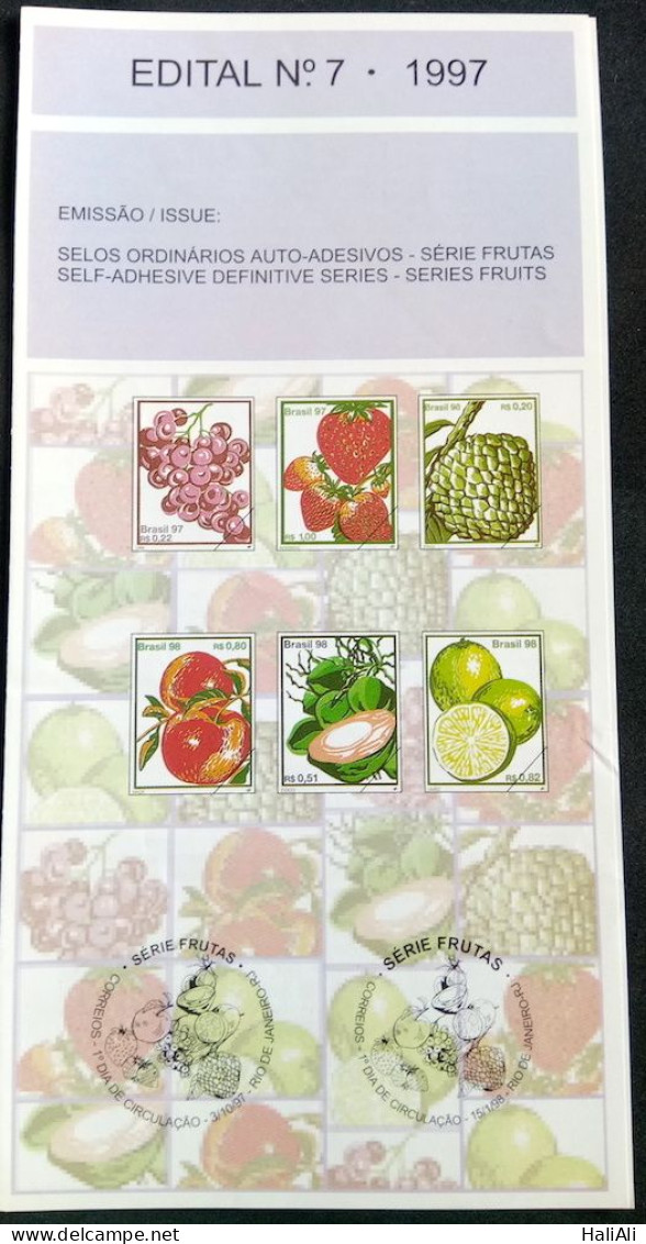Brochure Brazil Edital 1997 07 Fruit Strawberry Grape Apple Without Stamp - Storia Postale