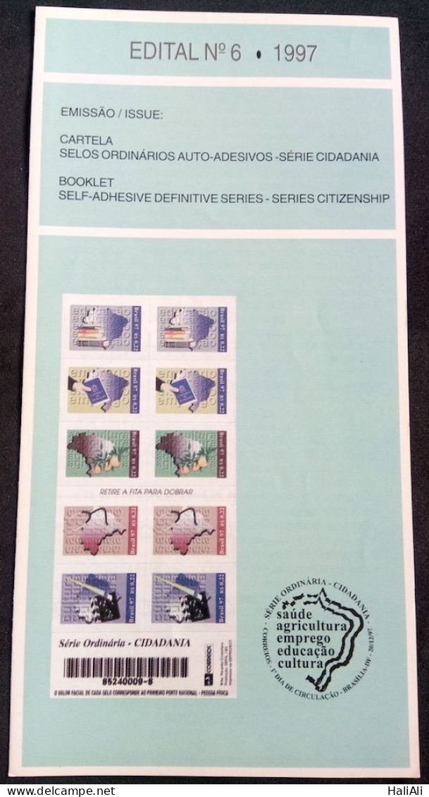 Brochure Brazil Edital 1997 06 Citizenship Series Map Without Stamp - Briefe U. Dokumente