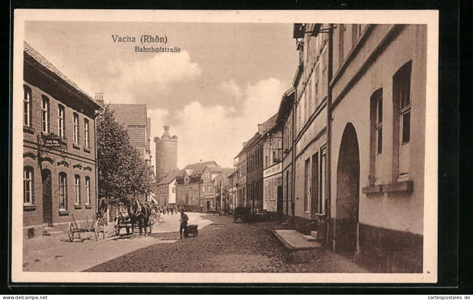 AK Vacha /Rhön, Bahnhofstrasse Mit Pferdewagen  - Vacha