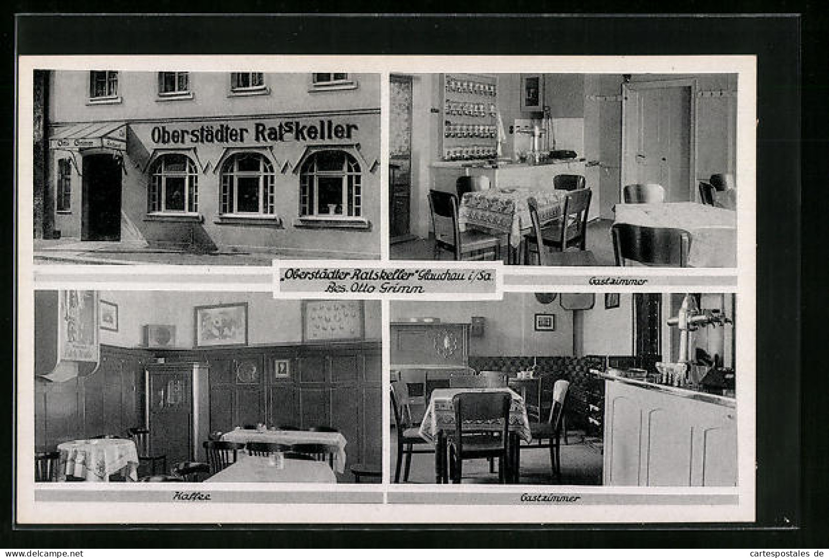 AK Glauchau I /Sa., Gasthaus Oberstädter Ratskeller, Innenansichten Café Und Gastzimmer  - Glauchau