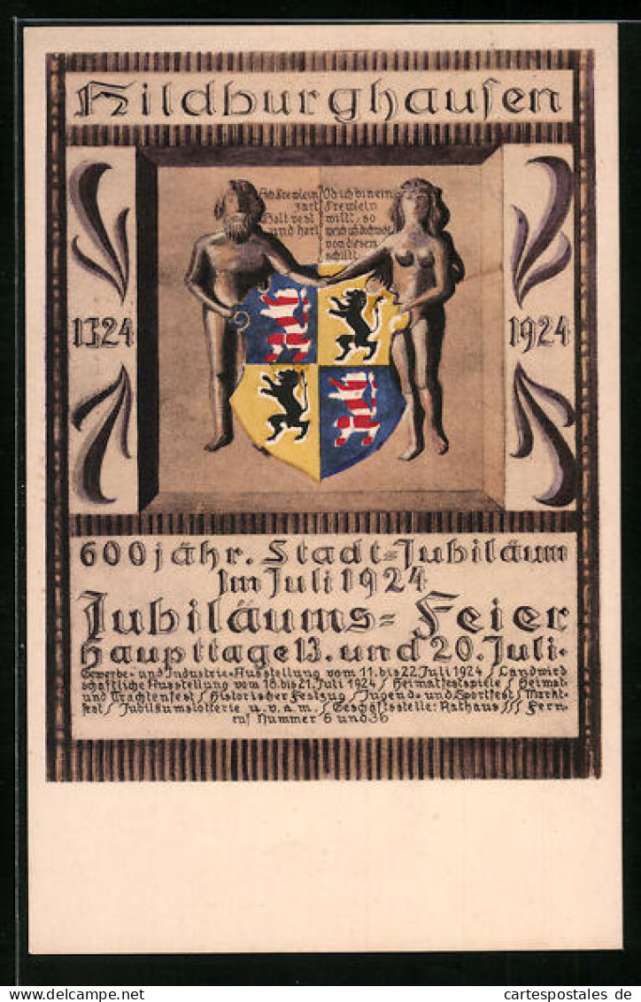 AK Hildburghausen, 600 Jähriges Stadt-Jubiläum 1924  - Hildburghausen