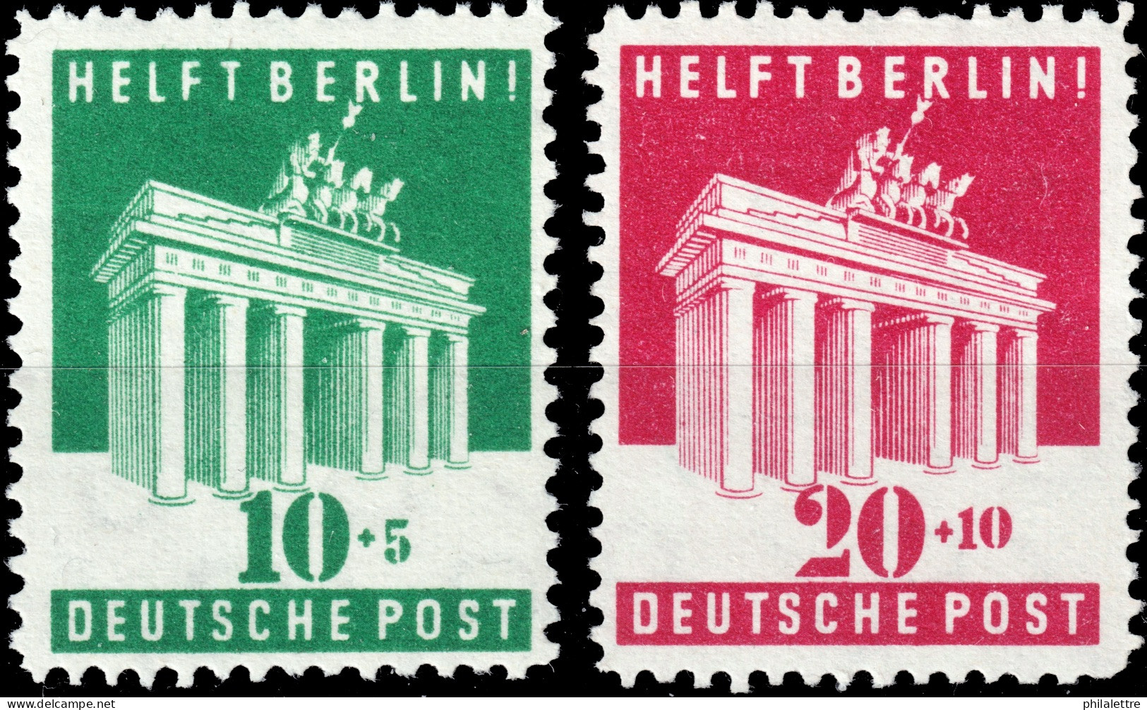 ALLEMAGNE / DEUTSCHLAND (British/American Zone) 1948 Mi.101/2 Brandenburger Gate -Mint** (but Faults On Gum Of Mi.101) - Neufs