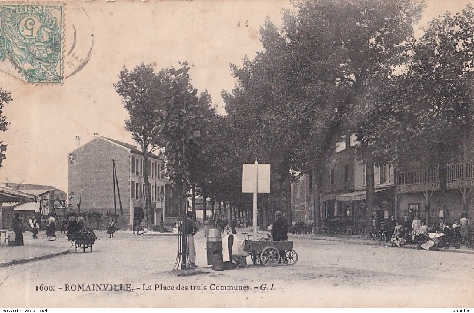 R6-93) ROMAINVILLE - LA PLACE DES TROIS COMMUNES - ANIMEE - HABITANTS - EN  1906 - Romainville